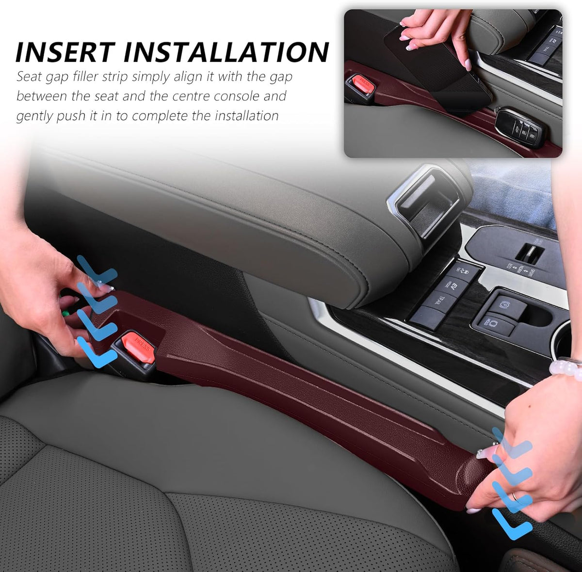 3 in 1 Car Seat Gap Filler Organizer,2PCS Multifunctional Car Seat Gap Plug with Storage Slot & Hook Function,Anti-Drop Cars Gaps Seats Filler Cars Clutter Catcher for SUVs Trucks (Black)