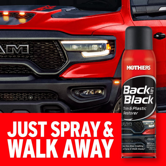 Mothers Back-to-Black Trim & Plastic Restorer, 10 oz. Aerosol — Removes Oxidation, Dirt & Wax Residue – Restores Faded Trim & Provides Long-Lasting Protection (06110)