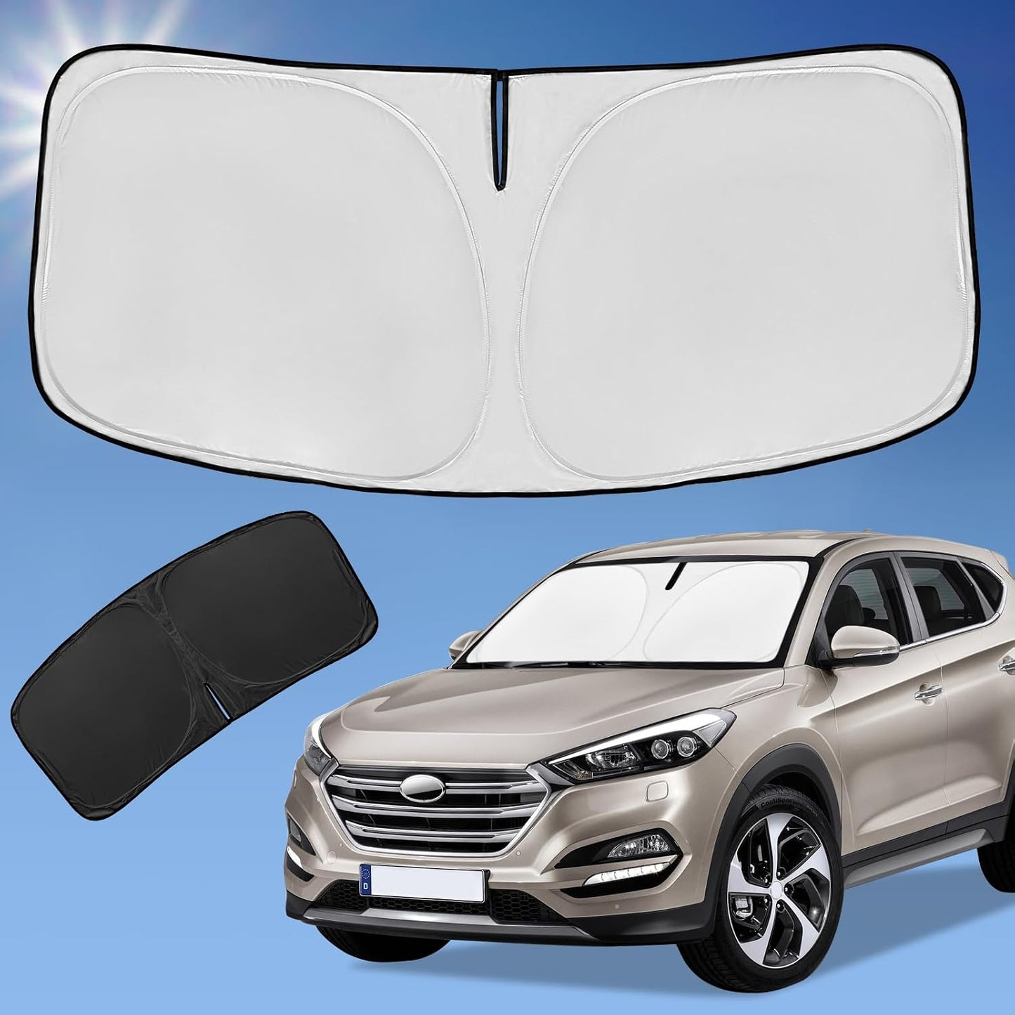 for Toyota Tacoma 2016-2023 2024 2025 2026 Sun Shade Sunshade Windshield Cover - 4 Layers Front Window Shade Custom Fit Tacoma 2Dr 4Dr Pickup Sun Visor 240T Shade Blocks UV Rays Car Accessories - Colors F