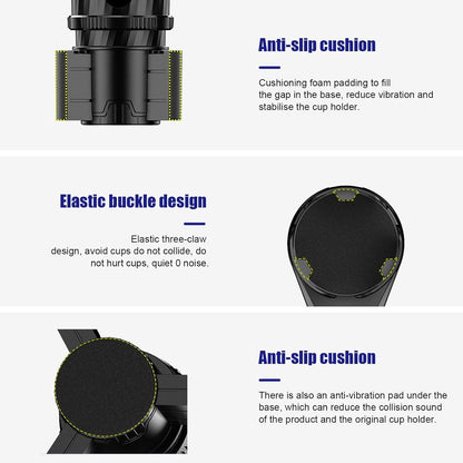 Dual Car Cup Holder Expander, 2 in 1 Multifunctional Auto Drink Adapter with Adjustable Base, 360 Degrees Rotating Cupholder Extender with Compass, Universal Car Accessories
