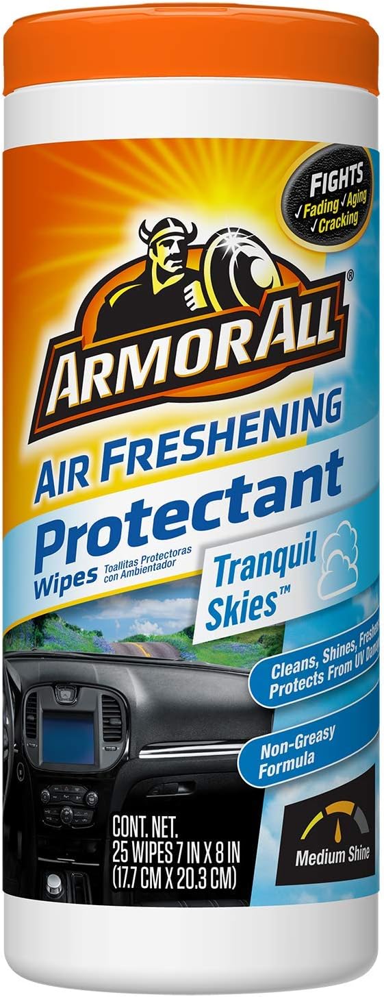 Armor All Car Interior Cleaner Wipes , Car Cleaning Wipes with Orange Cleans Dirt and Dust in Cars, Trucks and Motorcycles, 25 Count