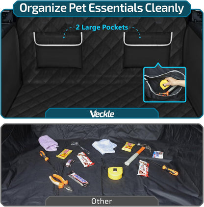 Veckle SUV Cargo Liner for Dogs with Side Flaps, Large (54" x 93") Water Resistant Trunk Cover, Non-Slip Pet Area Protector with Bumper Flap, Universal Fit for SUVs Sedans Vans, Khaki