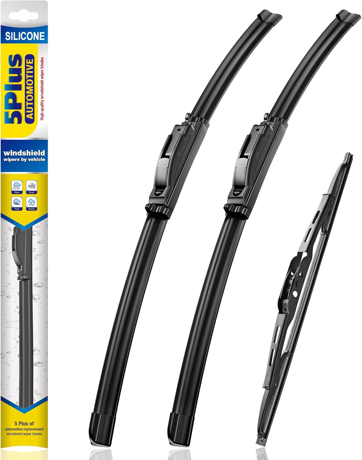 5 PLUS® Silicone Windshield Wipers Replacement for 2007-2014 Ford edge, 2007-2015 Lincoln MKX Wiper Blades(Set of 3),Automotive Replacement Windshield Wiper Blades For My Car-26"/20"/14" - Colors B