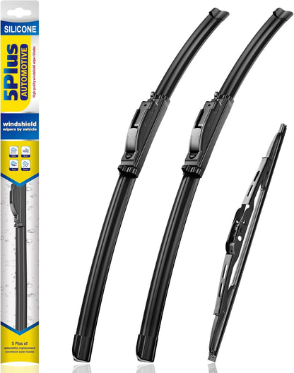 5 PLUS® Silicone Windshield Wipers Replacement for 2007-2014 Ford edge, 2007-2015 Lincoln MKX Wiper Blades(Set of 3),Automotive Replacement Windshield Wiper Blades For My Car-26"/20"/14" - Colors B