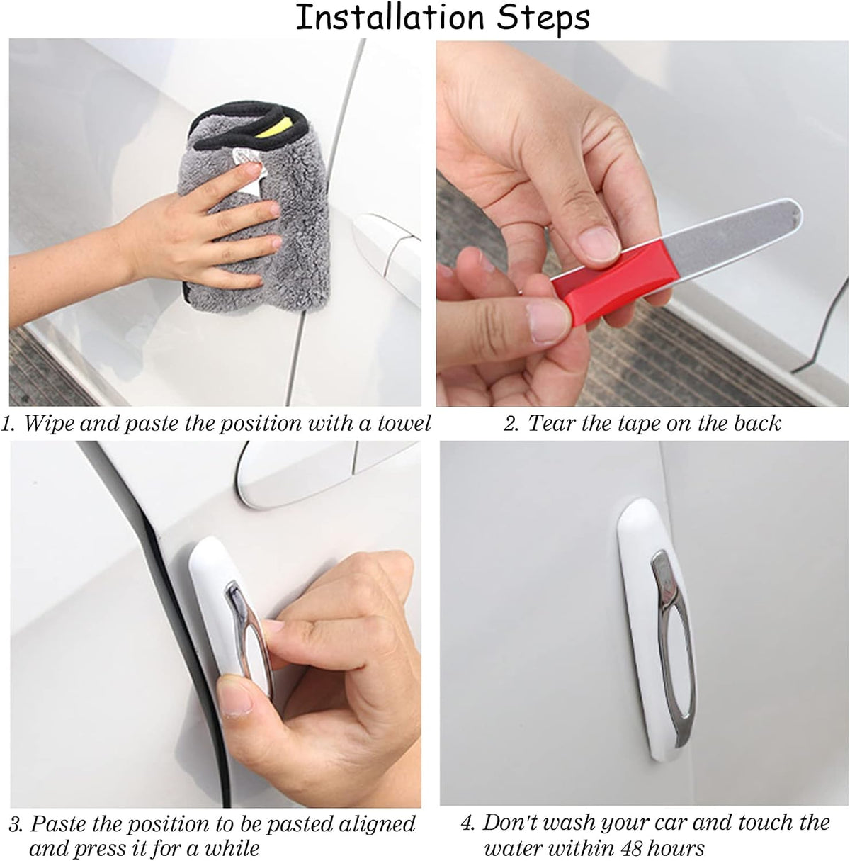 4 Pcs Car Door Edge Guards Car Side Door Protector Suitable for Various Car Pads Door Shock Absorbers-White