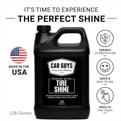 CAR GUYS Tire Shine Spray - The Perfect Deep Black Shine - Long Lasting Car Tire Dressing - No Sling & Dry to Touch - 18 Oz Kit with Applicator