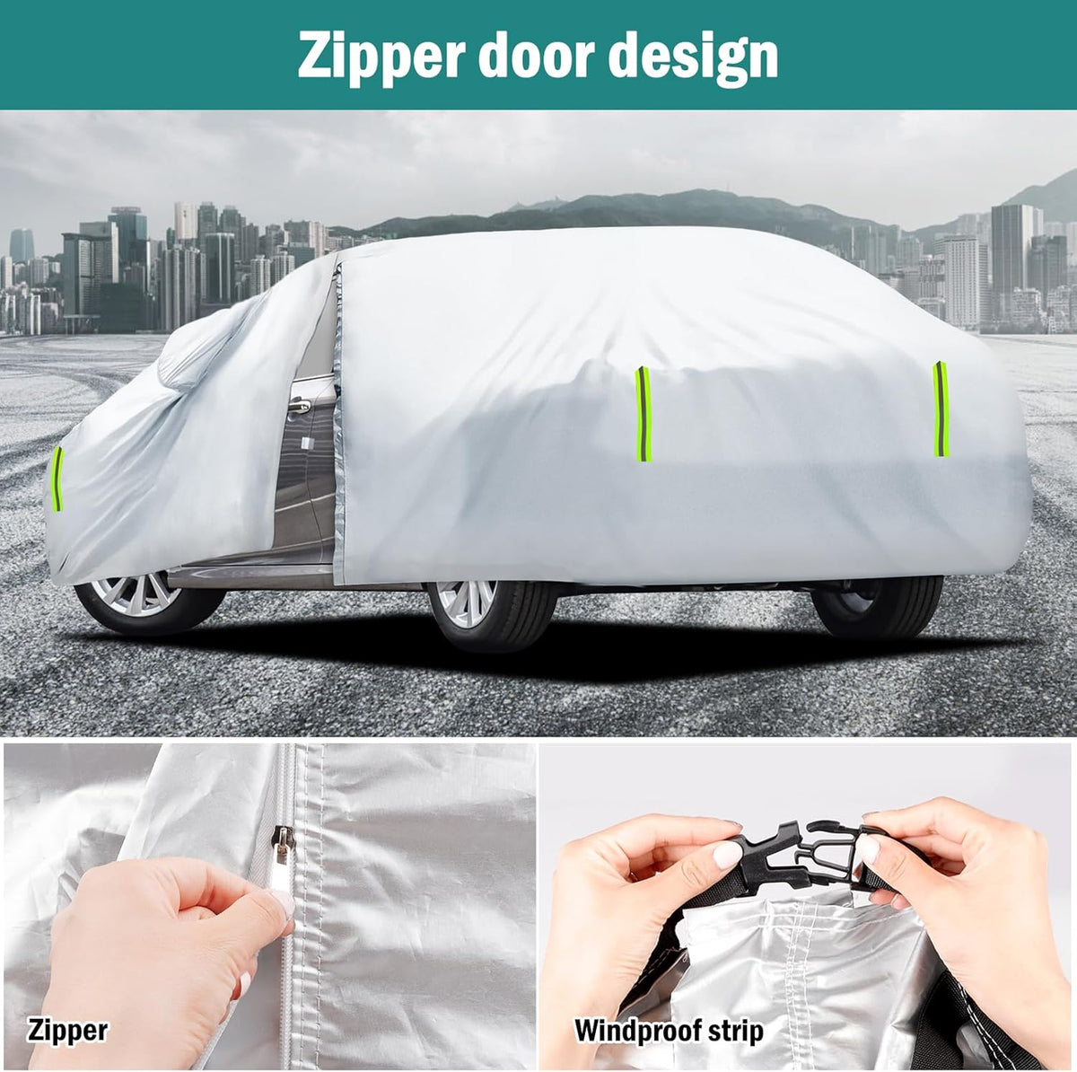 Car Cover Custom Fit for Toyota Corolla 2000-2025, Honda Civic 1991-2025, Waterproof All Weather Full Exterior Cover Rain Sun Protector Car Cover with Door Zipper