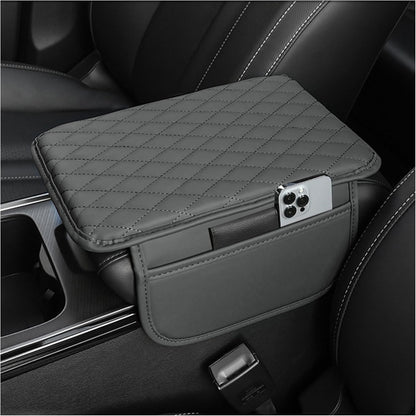 Stacool Upgraded Car Center Console Cover,Microfiber Leather Car Armrest Cover Cushion with 2 Storage Bags,Universal Car Armrest Storage Box (Black)
