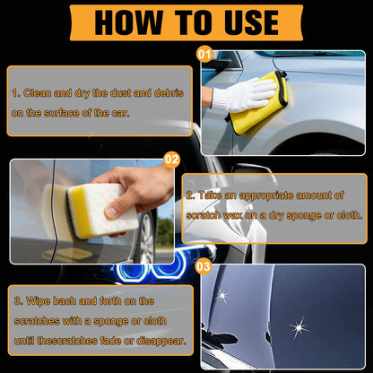 2Pcs Car Scratch Remover Wax, Universal Premium Polishing Compound for Deep Scratches, 2026 New Upgraded Car Paint Scratch Remover for Vehicles, 4 fl oz (120 ML), with Sponge and Cloth,White