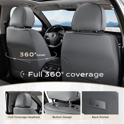 Coverado Seat Covers Full Set, Black Seat Covers for Cars 5 Seats, Car Seat Protector, Waterproof Nappa Leather Car Seat Cushion, Front and Rear Car Seat Cover Fit for Most Sedans SUV Pick-up Truck - Colors A