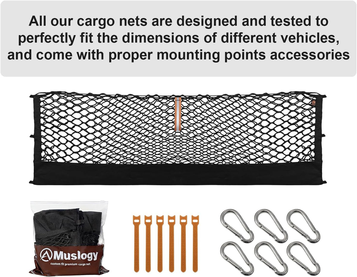 Muslogy Truck Bed Cargo Net Trunk Netting Compatible with 2023-2025 2026 Honda CR-V Accessories, Pickup Cargo Organizer SUV Sedan Storage Net w/Heavy Duty Carabiners - Colors B
