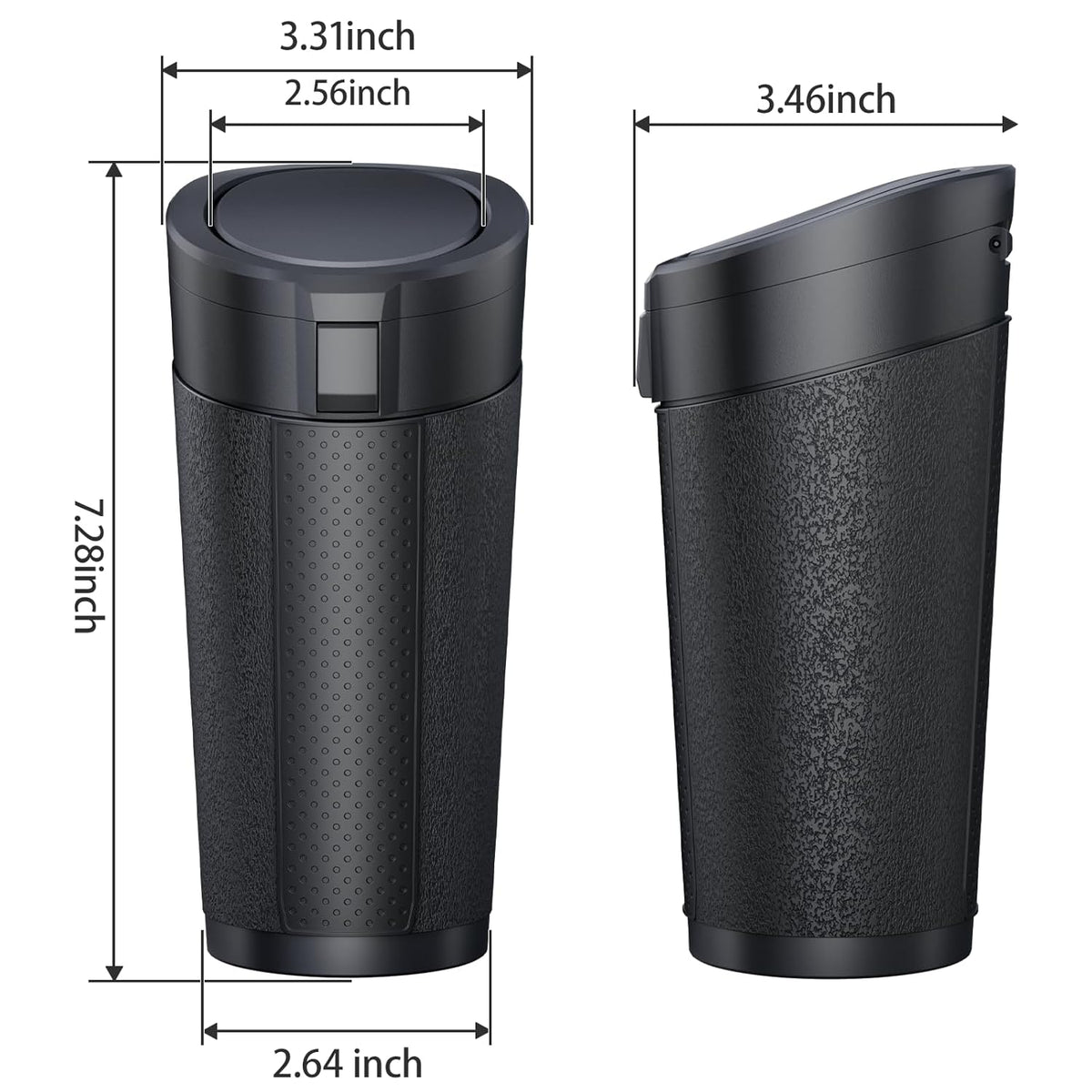 Car Trash Can Bin with Lid, 2 Packs,Mini Small Garbage Can Bin,Cup Holder Trash Can for Vehicle, Car's Door, Back Seat - Leakproof Portable Dustbin (Black)