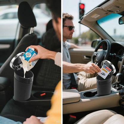 Car Trash Can Bin with Lid, Leakproof Garbage Can for Vehicle, Mini Trash Bin with 90 Attached Trash Bags, Easy to Clean Cup Holder Trash Can for Car, Home, Office