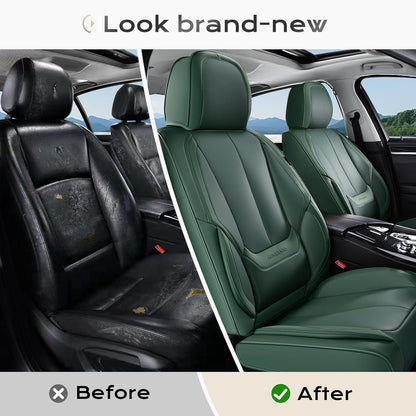 Coverado Seat Covers Full Set, Black Seat Covers for Cars 5 Seats, Car Seat Protector, Waterproof Nappa Leather Car Seat Cushion, Front and Rear Car Seat Cover Fit for Most Sedans SUV Pick-up Truck - Colors A