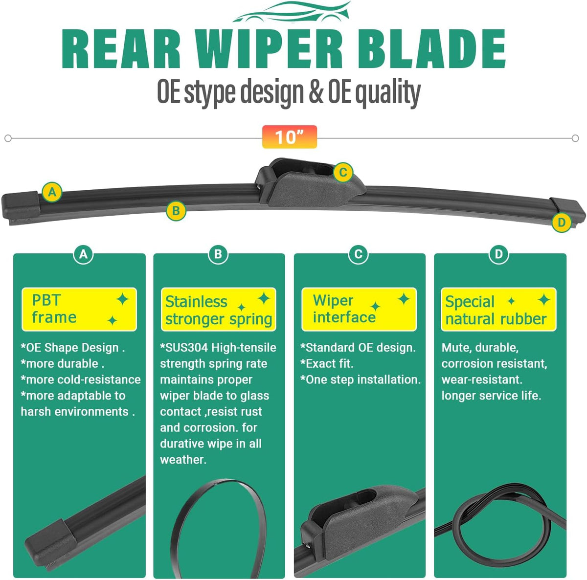 26" 16" 12" Windshield Wiper Blades Replacement for Toyota RAV4 2019 2020 2021 2022 2023 2024 2025 RAV 4 / Mazda 5 2006-2015 Premium All Weather Front Rear Wipers Set - OEM Quality (Pack of 3) - Colors A