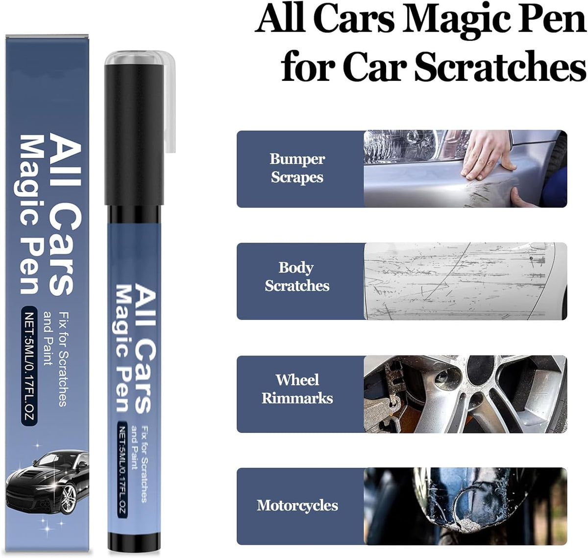 All Cars Magic Pen, Magic Car Scratch Remover Pen, 2026 New All Cars Magic Pen for Car Scratches, Lightweight and Fast,Long-Lasting Car Paint Scratch Repair