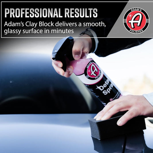 Adam's Polishes Detail Spray & Clay Block Kit- Reusable Hybrid Clay Bar Sponge that Removes Embedded Residues Like Brake Dust, Paint Overspray, & Industrial Fallout from Your Car, Truck, Van, or RV
