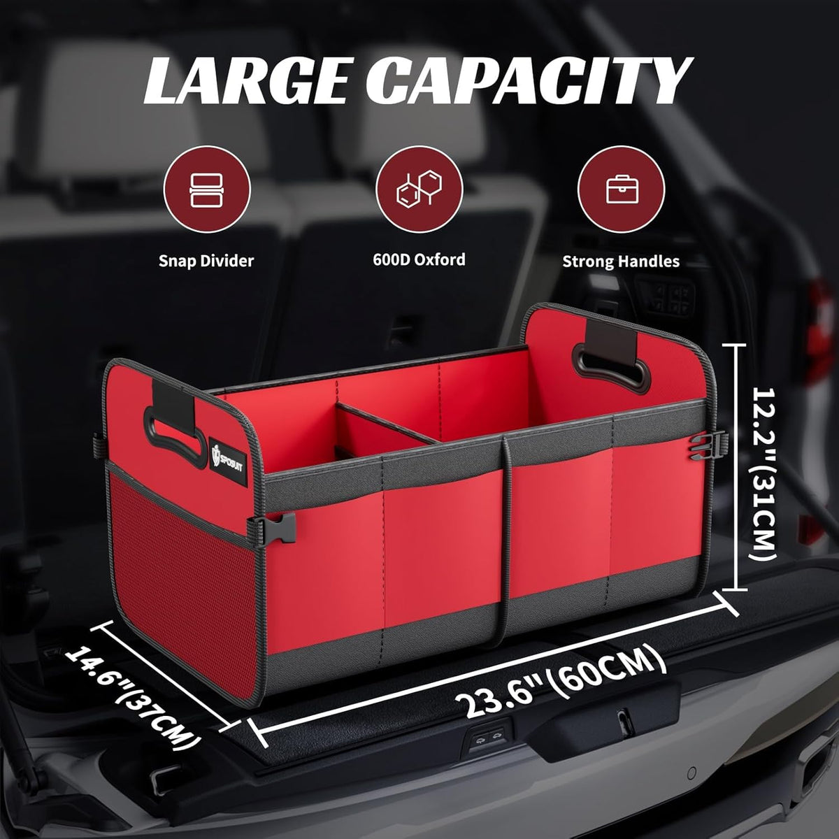 Sposuit Trunk Organizer for Car - 70L Collapsible Car Storage with 11 Pockets & Reinforced Handles, SUV Trunk Organizers for Grocery Cargo(Black)