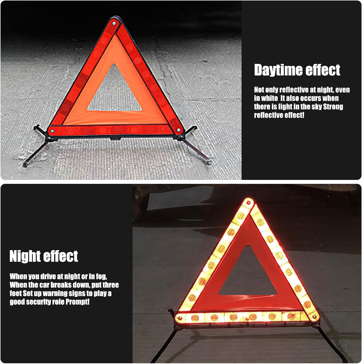gunhunt Pack-1 Standard Warning Triangles, Reflective Triangle Emergency Warning, Foldable Safety Triangle, Roadside Hazard Sign, Universal Triangular Warning Signs for Cars (Red)
