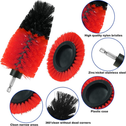 8 Pcs Drill Brush Attachment Set, Power Cleaning Scrub Brush Kit with Extend Long Attachment, All Purpose Drill Scrub Brushes for Car, Grout, Floor, Tub, Bathroom and Kitchen (Yellow)