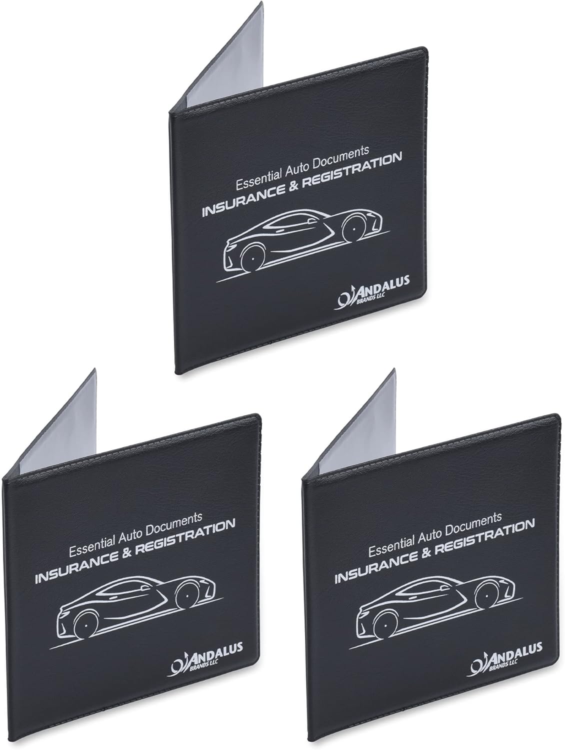 Andalus Auto Registration & Insurance Card Holder Pack of 2, Waterproof Essential Car Registration Holder with Hook & Loop Closure, Perfect for Every Vehicles Glove Boxes (White - 5 1/8" x 4 5/8")