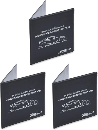 Andalus Auto Registration & Insurance Card Holder Pack of 2, Waterproof Essential Car Registration Holder with Hook & Loop Closure, Perfect for Every Vehicles Glove Boxes (White - 5 1/8" x 4 5/8")
