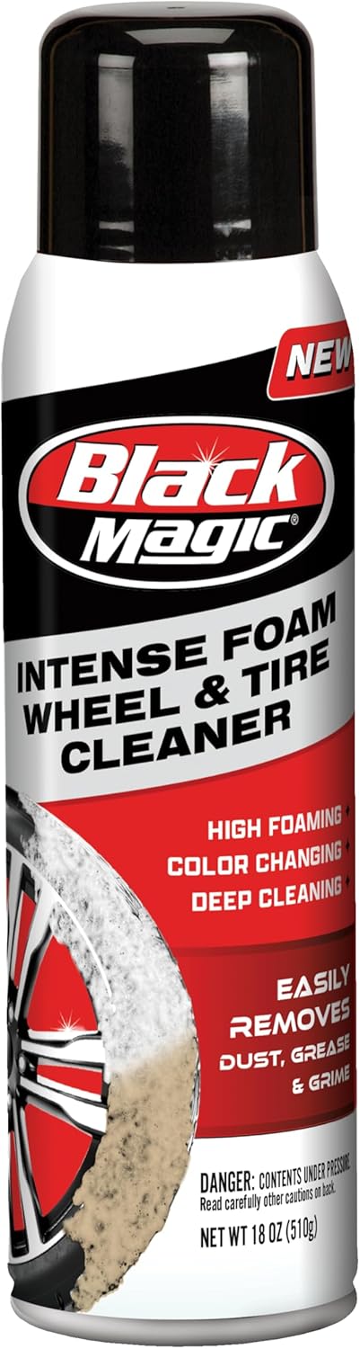 Black Magic 120228 Intense Foam Wheel & Tire Cleaner, High-Foaming Formula for Deep Cleaning, Removes Dirt, Grime & Brake Dust – Safe on All Wheels, 22 Fl Oz