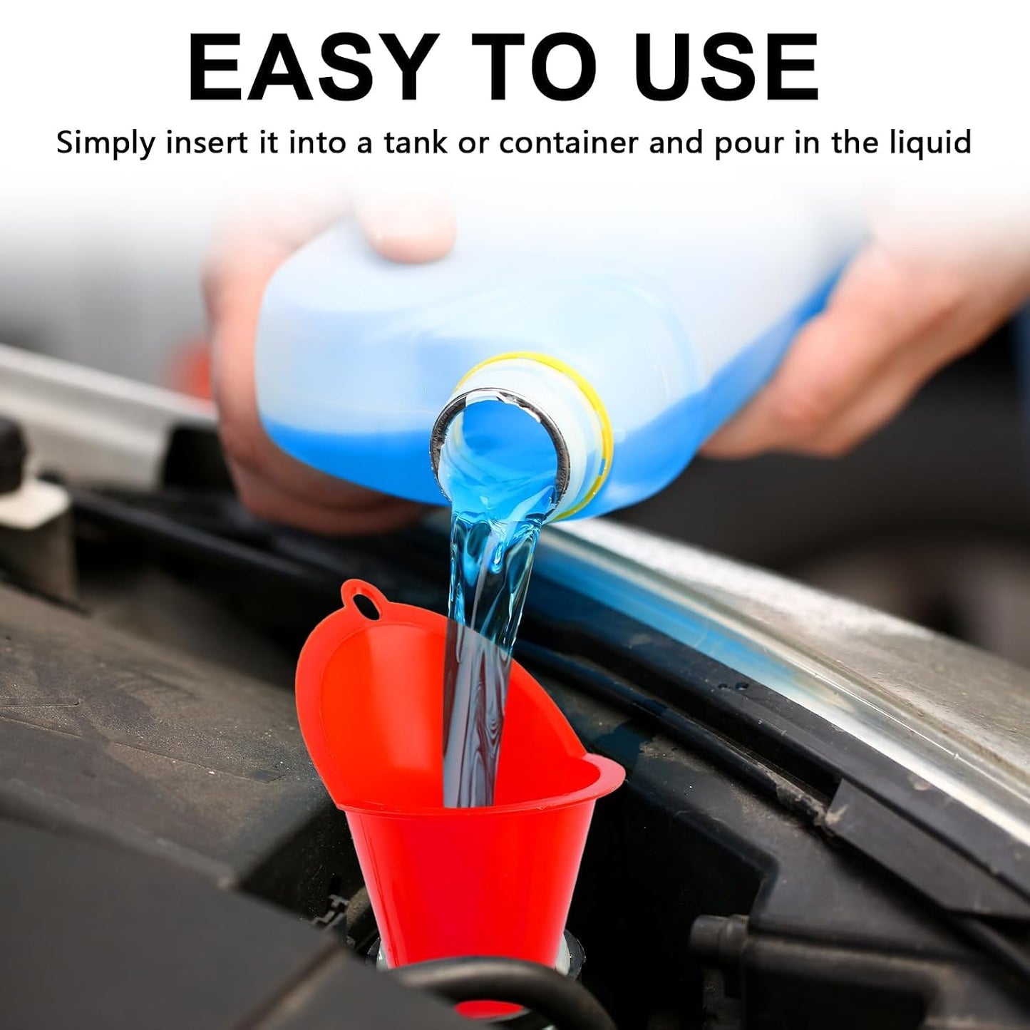 Long-Neck Oil Funnel for Automotive – Multi-Function Plastic Funnel for Oil, Gas & Lubricants – Universal Car Accessory (Black (1-Pack))