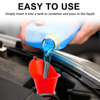 3-Pack Long-Neck Oil Funnels, 11" Multi-Purpose Funnels for Automotive & Motorcycle Use – Reusable Funnel for Oil, Gas & Transmission Fluid (Orange&Blue&Black)