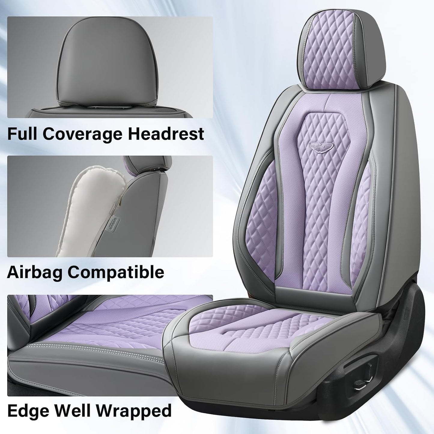 Coverado Seat Covers, Car Seat Covers Full Set, Black Car Seat Cover, Car Seat Covers Front Seats Back Seat Cover, Waterproof Car Seat Cushion, Leather Seat Covers Seat Protector Fit for Most Cars