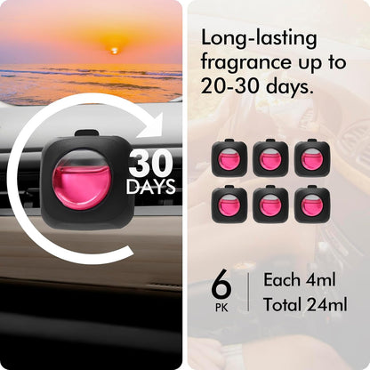 Car Air Fresheners, 6 Pack, Citrus, Car Fresheners Vent Clips, Long Lasting Air Freshener, Car Refresher for Men Women