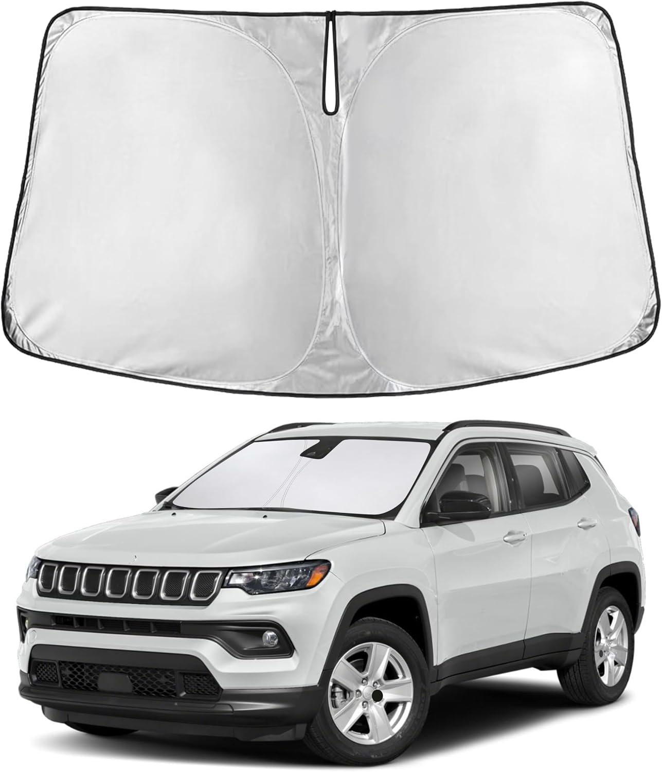 EcoNour Car Windshield Sun Shade | 2025 Upgraded Innovative No-Light-Pass Technology for Maximum Coverage | Foldable Sun Shade Keeps Your Vehicle Cool | Must-Have Car Accessories | Small (59" x 29") - Colors E