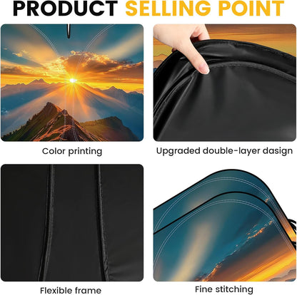Car Windshield Sun Shade - Foldable Car Sun Shade Windshield for Front Window, Reflector Sunshade Offers Ultimate Protection for Cars Interior (55.2 x 31.5 in)