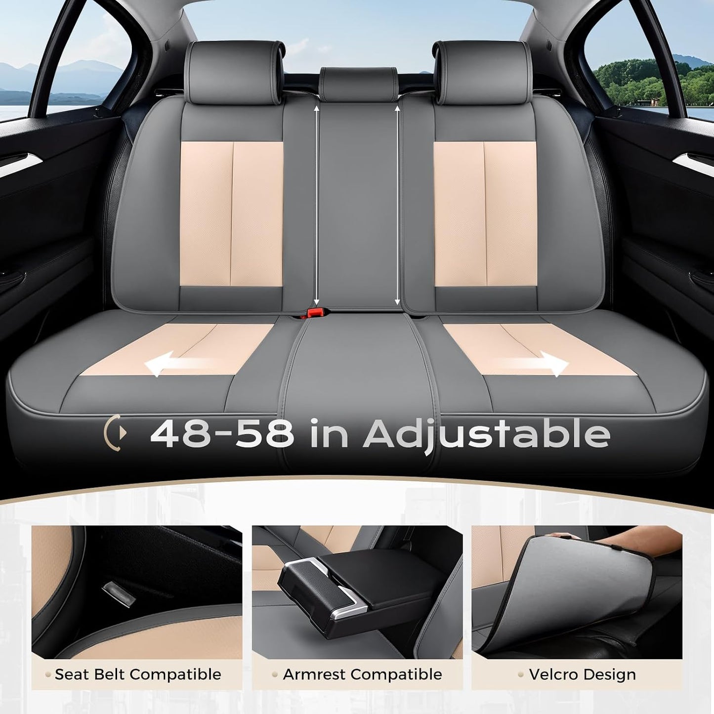 Coverado Seat Covers Full Set, Black Seat Covers for Cars 5 Seats, Car Seat Protector, Waterproof Nappa Leather Car Seat Cushion, Front and Rear Car Seat Cover Fit for Most Sedans SUV Pick-up Truck - Colors B
