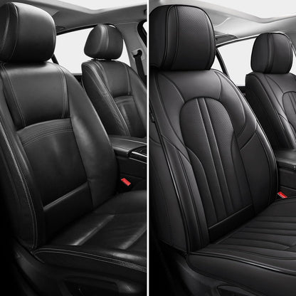 MINGBRON Car Seat Cover Full Set, Leather Car Seat Cover, Waterproof Seat Covers, Car Seat Cushion, Nappa Leather Seat Covers Car Seat Protector Universal Fit Most Cars Black