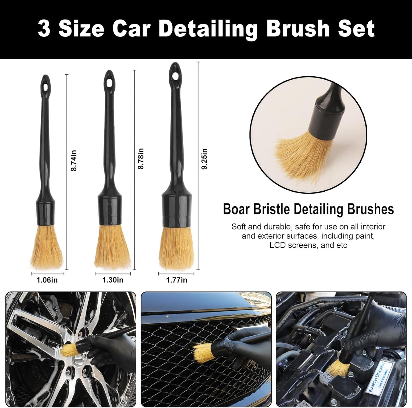 10Pcs Wheel Brush Kit for Cleaning Wheel and Tire, Wheel and Rim Brush, Car Detailing Brushes, Tire Brush, Bendable & Durable Car Wheel Rim Cleaner Brush Set,Car Cleaning Brush Supplies Kit