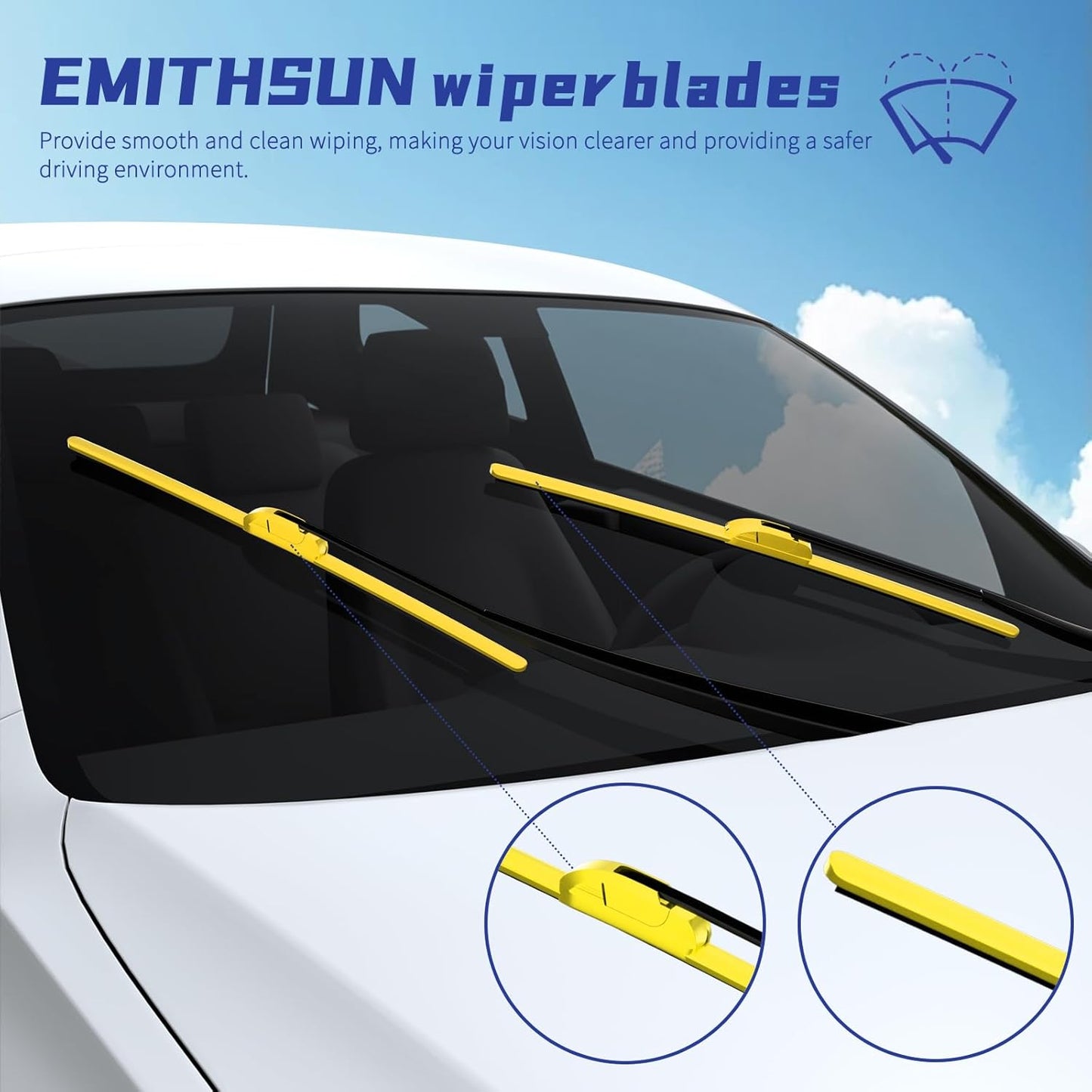 OEM QUALITY 26" + 16" Premium All-Seasons Stable And Quiet Windshield Wiper Blades(Set of 2) - Colors B