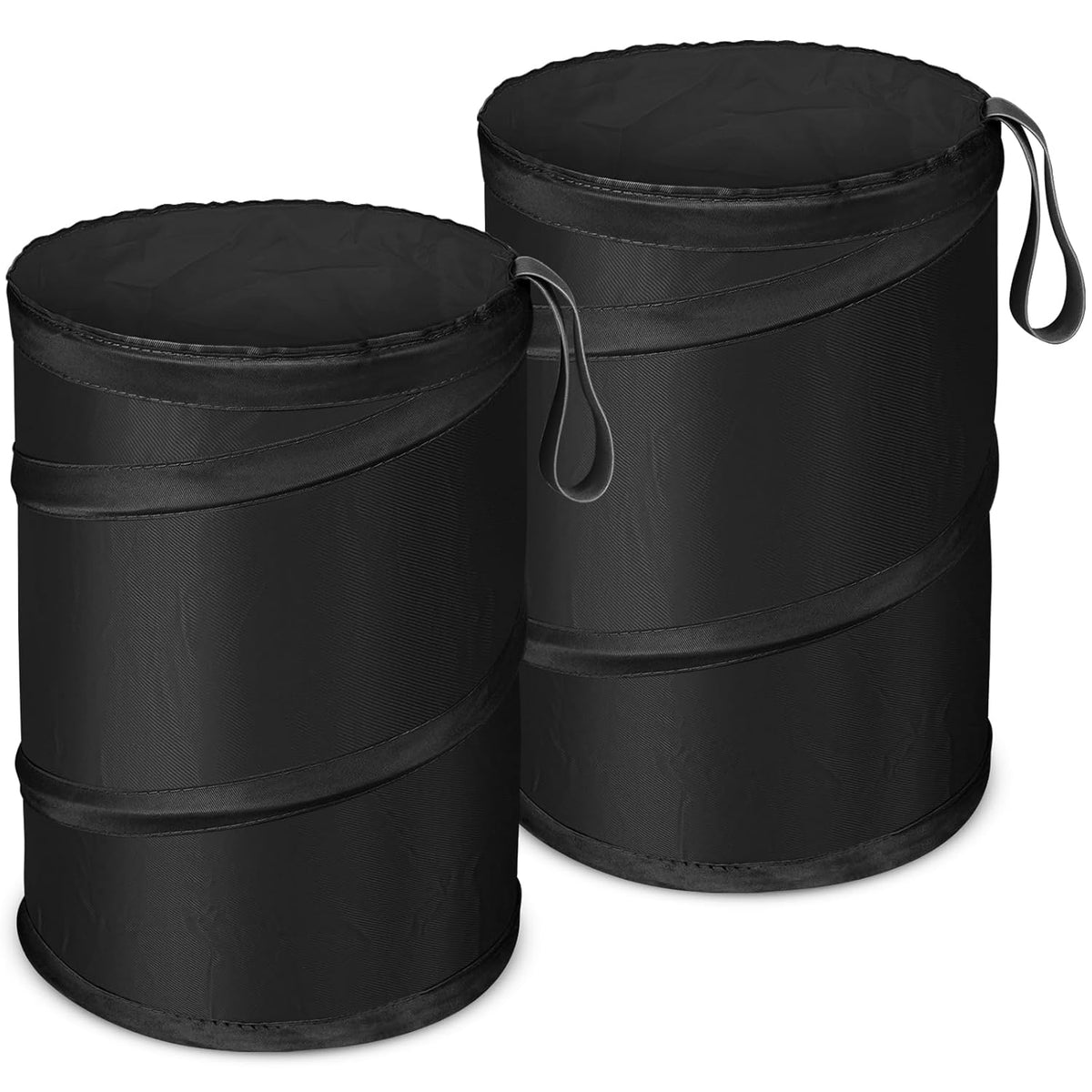 Car Trash Can, 2 Packs Mini Collapsible Pop-up Car Garbage Can, Waterproof Hanging Car Trash Bag with Velcro, Car Trash Bin, Black