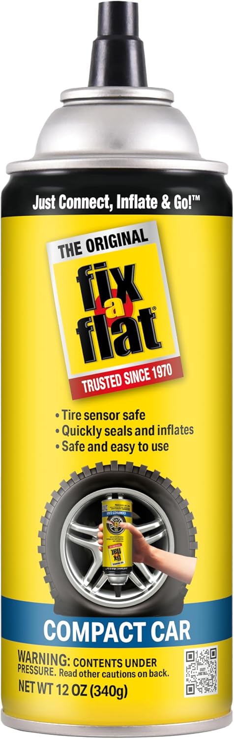 Fix-A-Flat S60420 Aerosol Emergency Flat Tire Repair and Inflator, for Standard Tires, Eco-Friendly Formula, Universal Fit for All Cars, 16 oz. (Pack of 1)