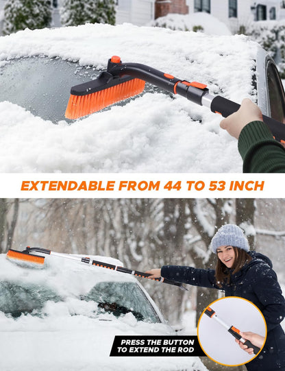 EcoNour 27" 3 in 1 Snow Brush with ice Scraper for car Windshield and Window | 360° Aluminum Rotatable Snow Brush for car | Winter Snow Removal Tools with Detachable Foam Grip | Winter Car Accessories
