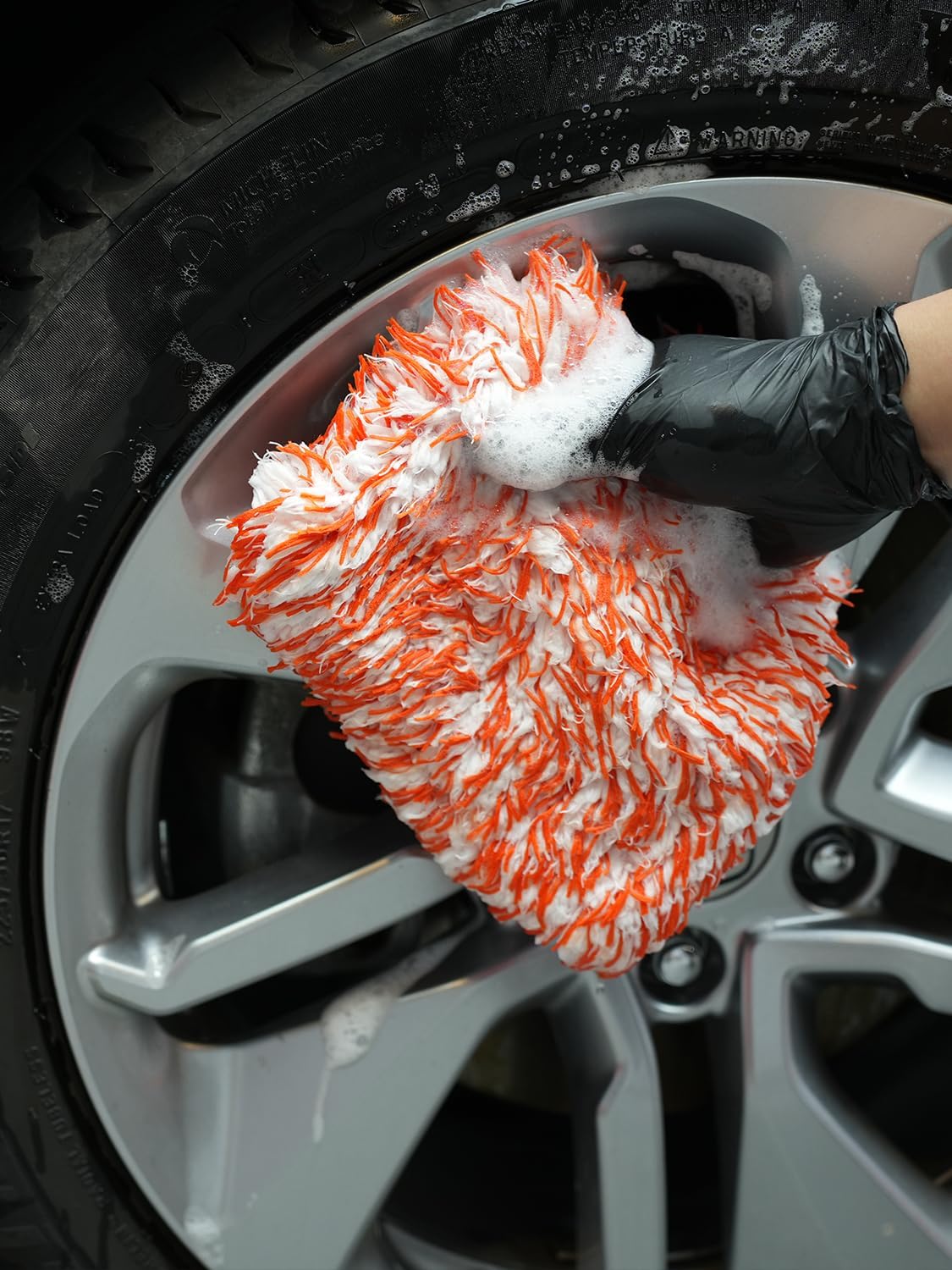 SPTA Microfiber Car Wash Mitt, 3Pcs Car Sponge Glove Wrapped in Soft, Plush Fiber Cloth Material, Safe Washing with Any Car Soap, Bucket, Foam Gun, Foam Cannon, Other Cleaning Supplies