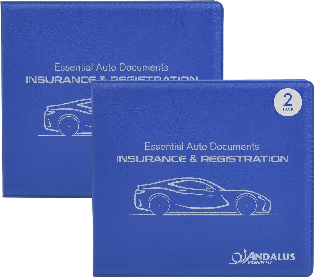 Andalus Auto Registration & Insurance Card Holder Pack of 2, Waterproof Essential Car Registration Holder with Hook & Loop Closure, Perfect for Every Vehicles Glove Boxes (White - 5 1/8" x 4 5/8")