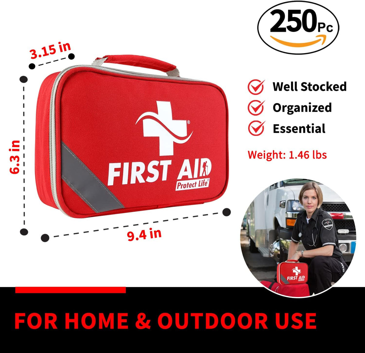 Protect Life Doctor Developed Mini First Aid Kit, 100 Piece Waterproof Emergency Kit for Car, Boat, Camping & Travel, Includes Emergency Blanket, Tourniquet & First Aid Guide