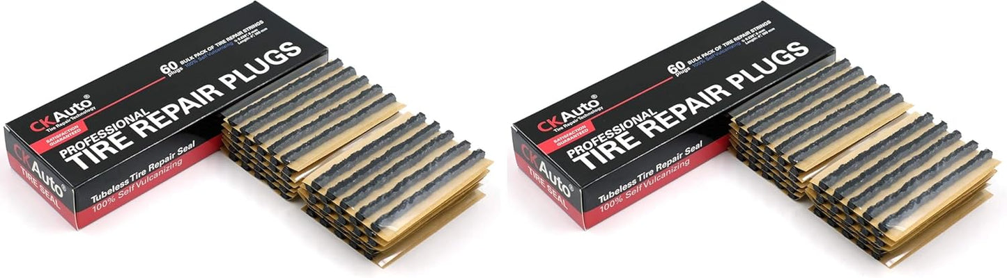 CKAuto 30pcs 4" Black Tire Repair Strings, Automotive Tool Tire Repair Plugs for Tubeless Off-Road Tires Car, Bike, ATV, UTV, Wheelbarrow, Mower