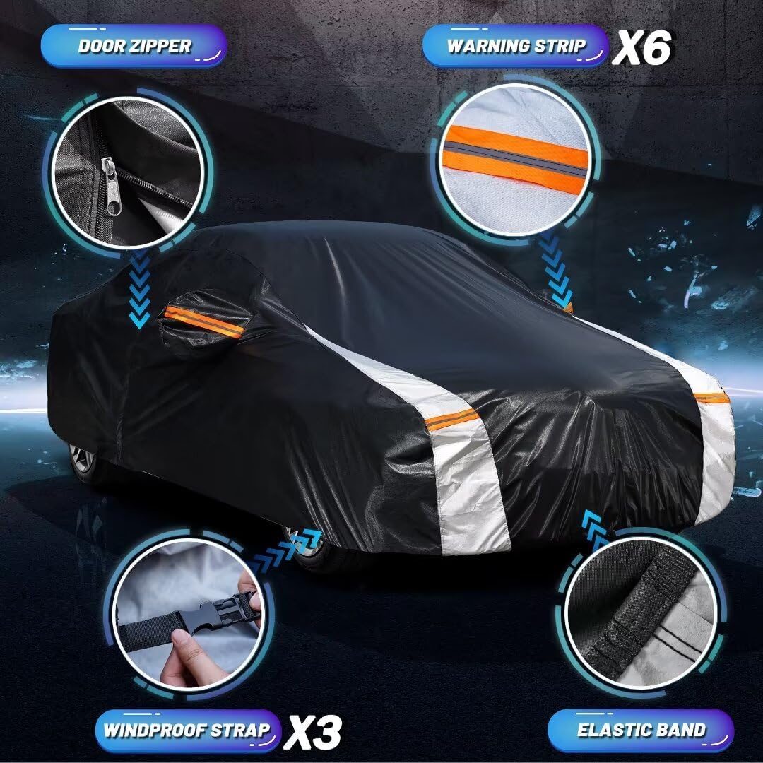 Large SUV Car Cover for Chevy Suburban 100% Waterproof All Weather, Heavy Duty Outdoor Full Exterior Covers Rain Sun Wind UV Protection. - Colors B