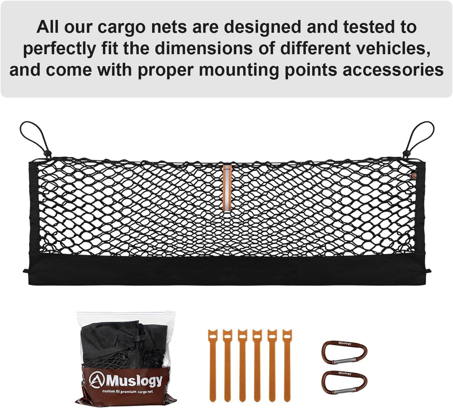 Muslogy Truck Bed Cargo Net Trunk Netting Compatible with 2023-2025 2026 Honda CR-V Accessories, Pickup Cargo Organizer SUV Sedan Storage Net w/Heavy Duty Carabiners - Colors A