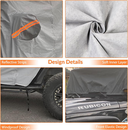 Car Cover Waterproof All Weather for Automobiles, Outdoor Full Exterior Covers for Sedan Black(Suggest Car Length from 194"-208")