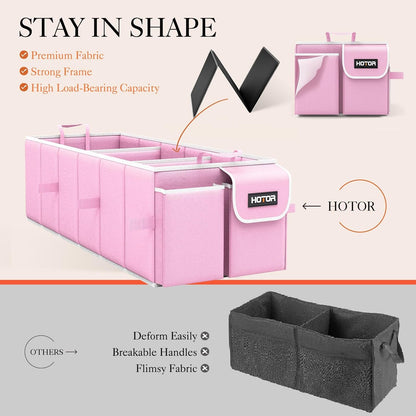 HOTOR Trunk Organizer, Sturdy Foldable with Cooler for Car & SUV, 3 Compartments, Black, 30.90”×12.60”×10.63”