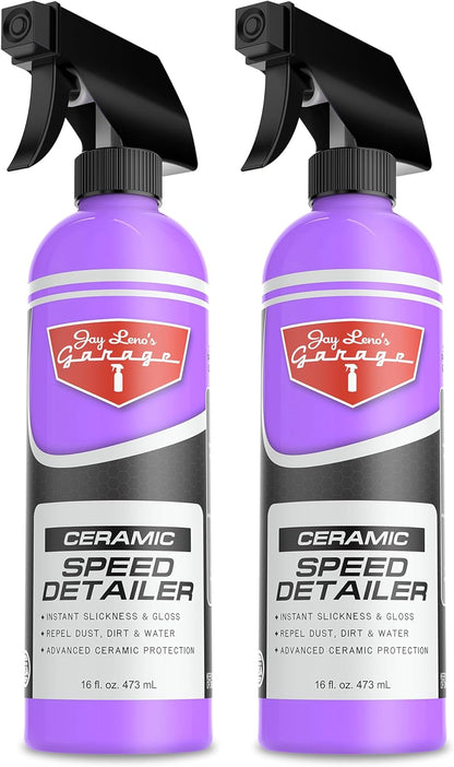 Jay Leno’s Garage Ceramic Speed Detailer Spray Quick Car Detailer for Cars Trucks Motorcycles and Watercraft Enhances Gloss Slickness Hydrophobic Protection Boosts Ceramic Coatings (16 OZ)