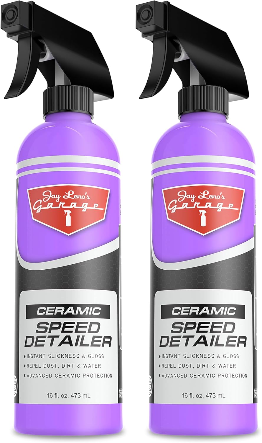 Jay Leno’s Garage Ceramic Speed Detailer Spray Quick Car Detailer for Cars Trucks Motorcycles and Watercraft Enhances Gloss Slickness Hydrophobic Protection Boosts Ceramic Coatings (16 OZ (Pack of 2))